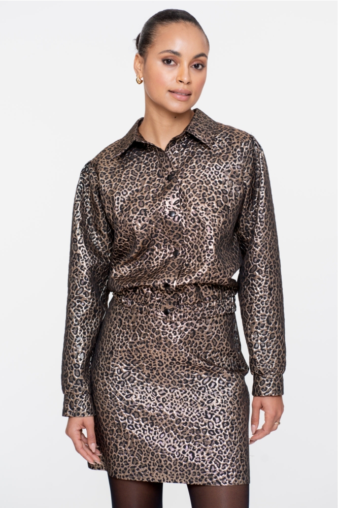 BLOUSE MET STRUCTUUR 55704 20 GOLD/ BLACK